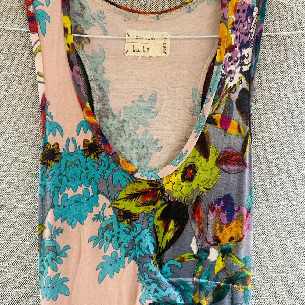Nicole Miller Artelier 006082 Ruched Layered Tank Floral Dress - Picture 4 of 7
